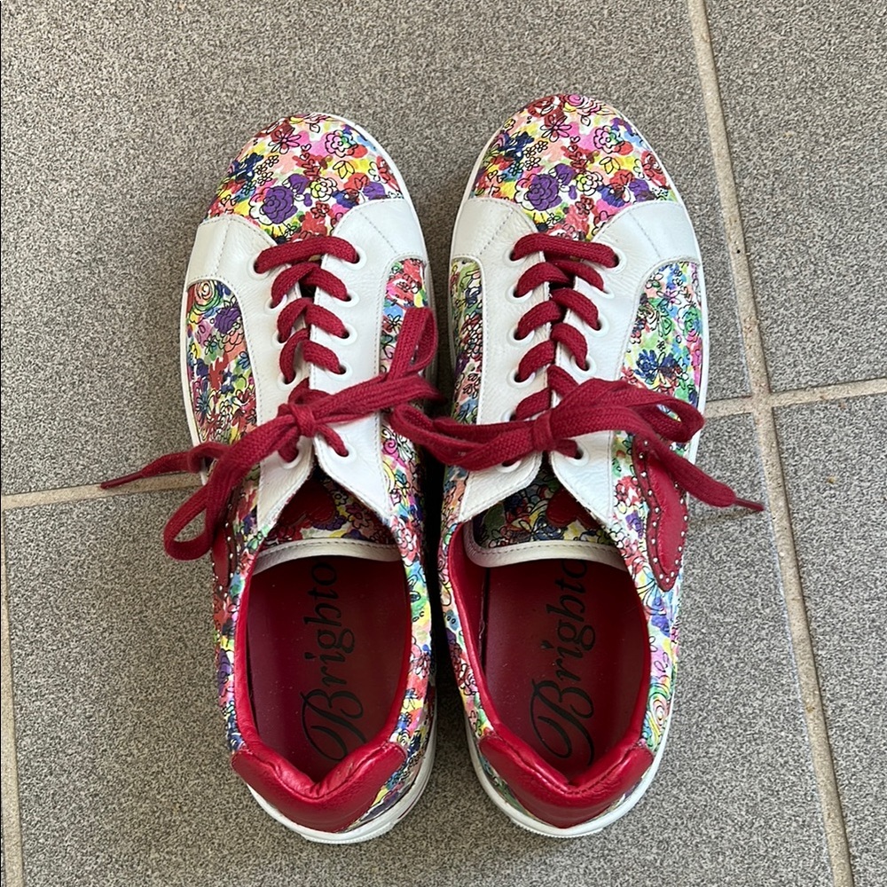 Brighton Floral Sneakers with Red Accents